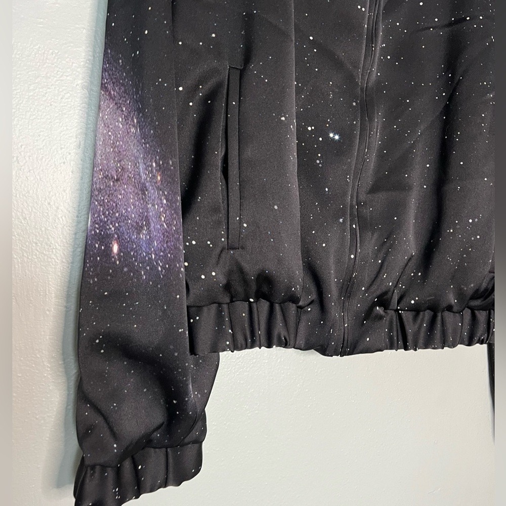 Pinko Galaxy Print Track Bomber Jacket In Black tech retro 80s style alien space - Picture 12 of 14